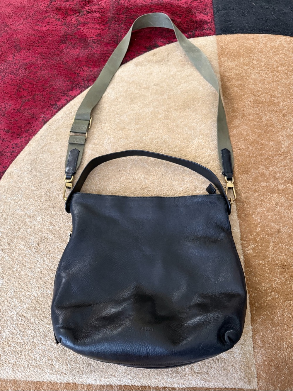 Fossil Black Leather Shoulder Crossbody Bag
